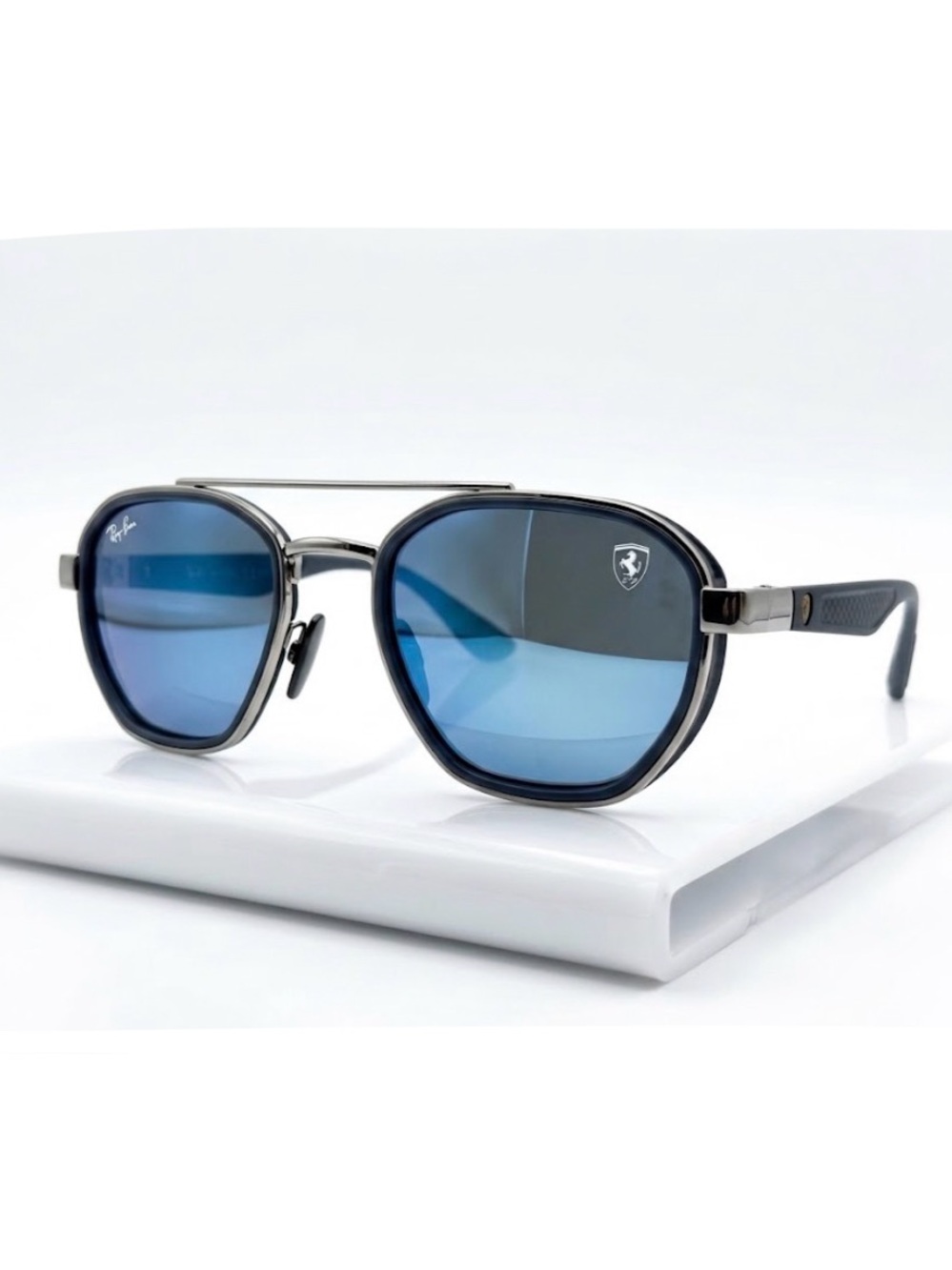 Ray-Ban Scuderia Ferrari Unisex Sunglasses - Blue Mirrored Lenses